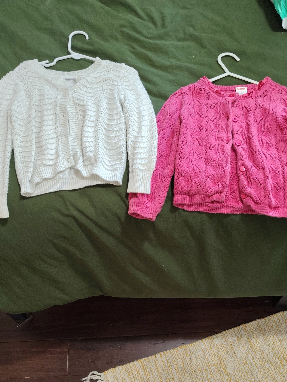 Gymboree Pink and White Knit Cotton Blend Cardigan Bundle